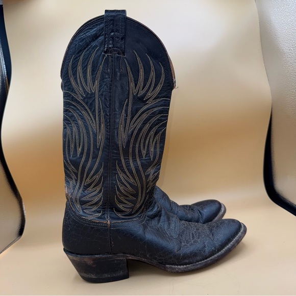 Vintage Nocona Black Leather Cowboy Boots, Preowned, Men’s 9.5 B, GUC - Picture 10 of 16